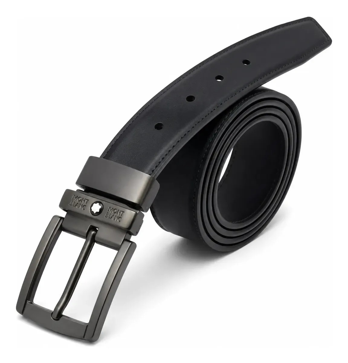 Cinto Couro Mont Blanc Reversivel Preto Marrom Masculino
