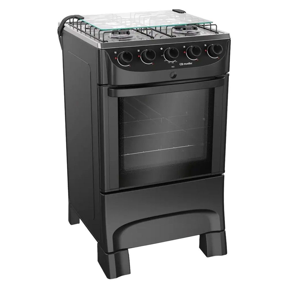 Fogão Mueller MFI4BB 4 Bocas Automático Mesa de Inox Forno 48,1L
