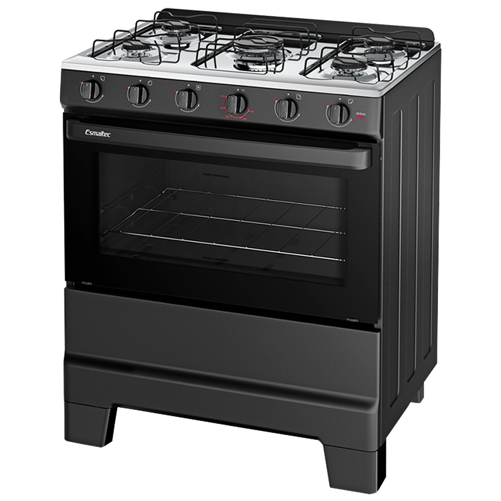 Fogão Esmaltec Ideal Pop 5 Bocas Manual Mesa Aço Inox