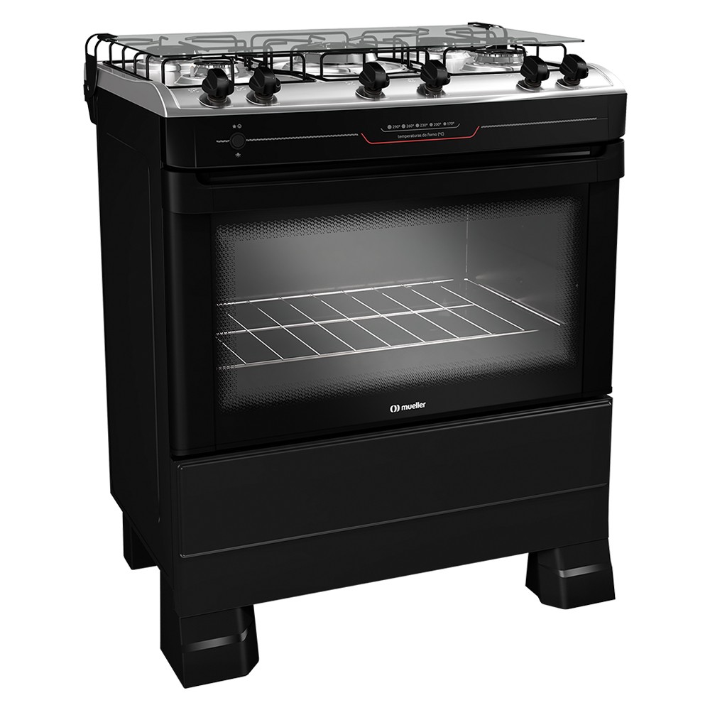 Fogão Mueller MFI5BF 5 Bocas Automático Mesa Inox Forno Total Clean