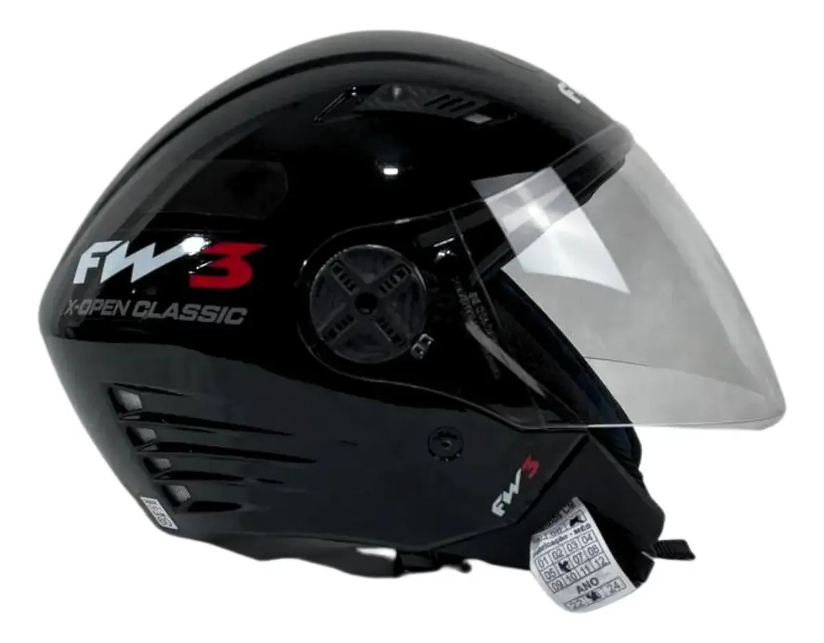 Capacete Aberto P/ Moto Fw3 Viseira Cristal X Open Inmetro
