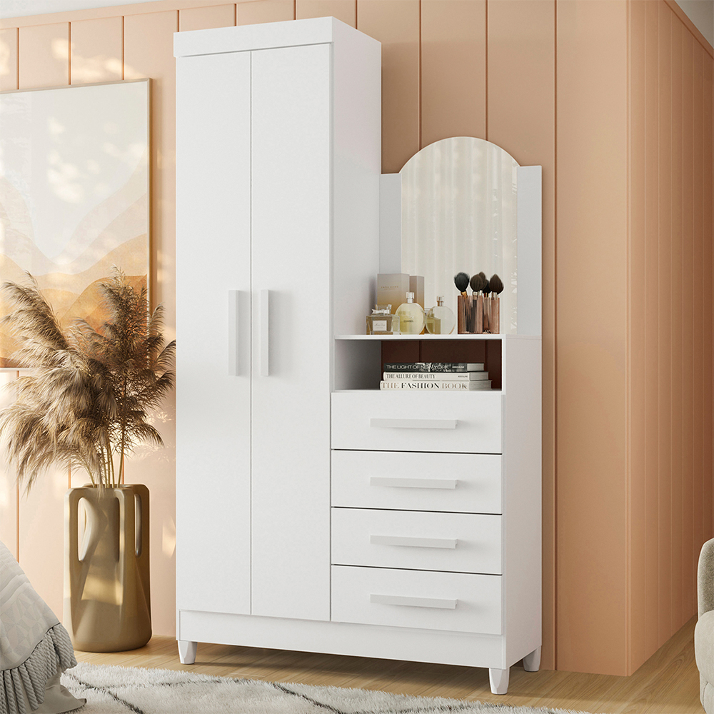 Guarda Roupa Cômoda 2 Portas 4 Gavetas New Capri Albatroz