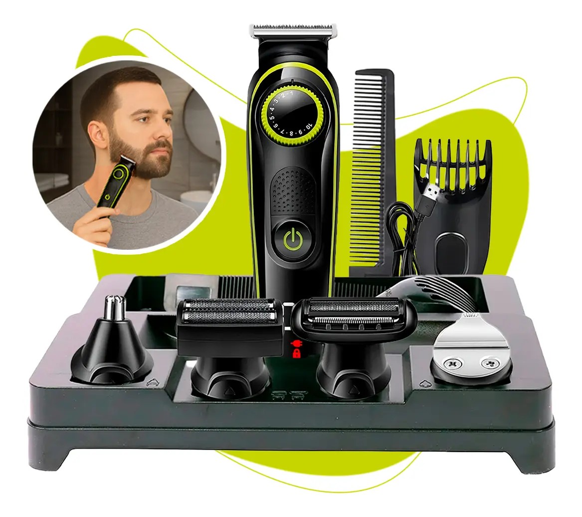 Máquina De Cortar Cabelo Fazer Barba Barbeador Acabamento Pelo B-Max Bmc036 5 Em 1 Cor Preto