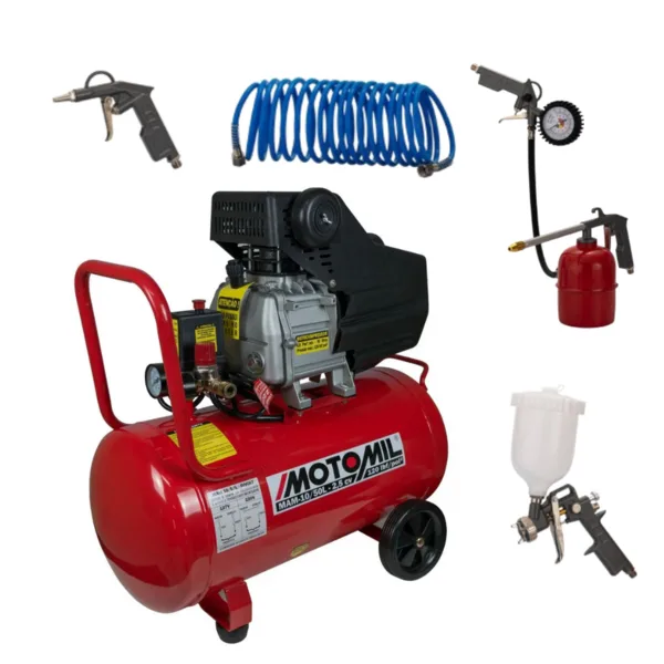 Compressor De Ar Portátil Motomil 8,8 Pés/min 2,5hp 50l C/ Acessórios Para Pintura E Inflagem