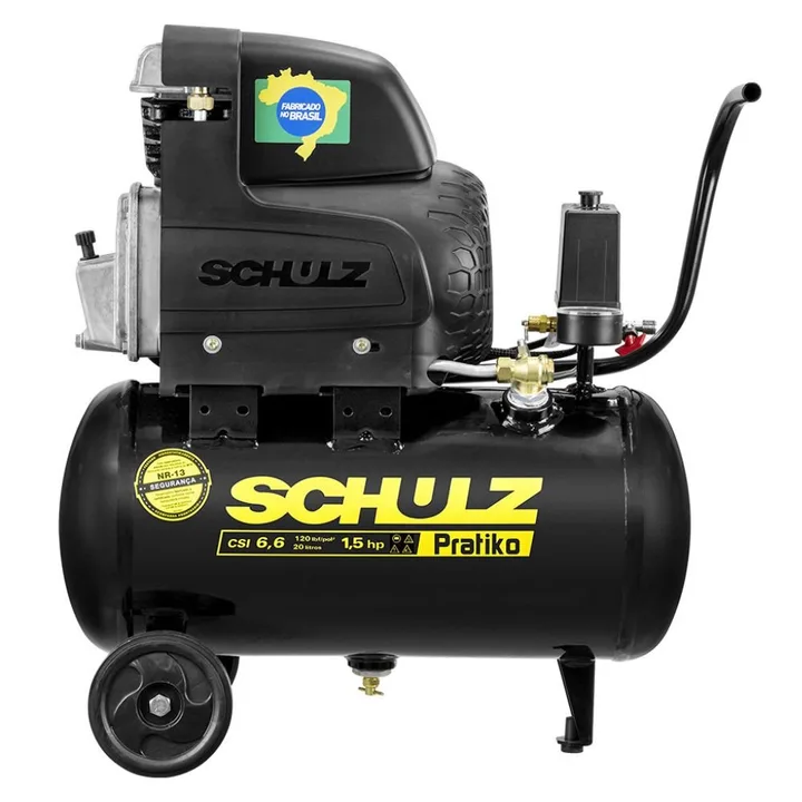 Motocompressor de Ar Portátil Pratiko CSI 1,5HP 20L Monofásico com Rodas SCHULZ-9150441-0