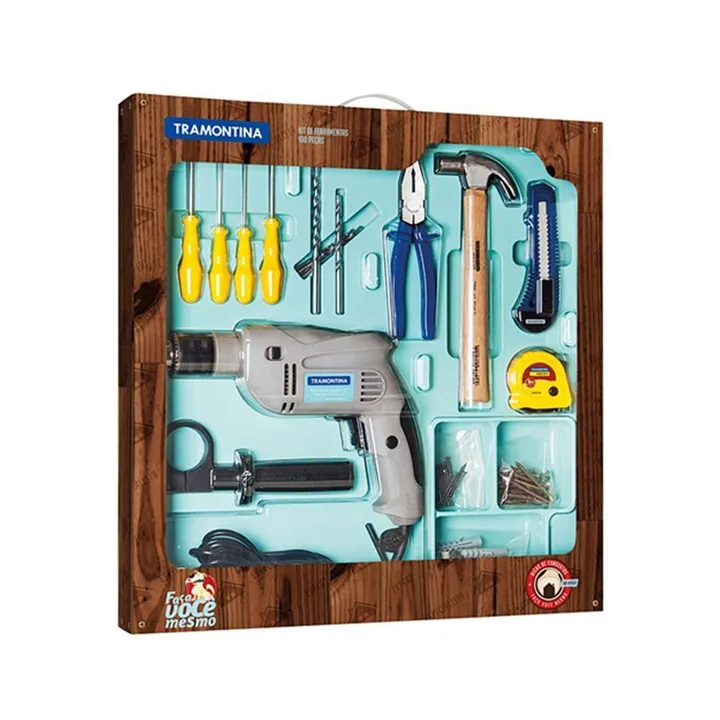 Kit De Ferramentas Com Furadeira De Impacto 1-2pol 500w 100pçs - Tramontina