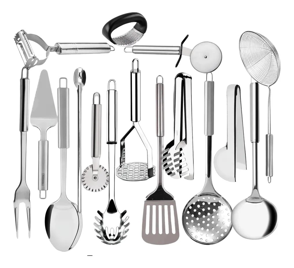 Jogo Com 16 Utensílios Inox Para