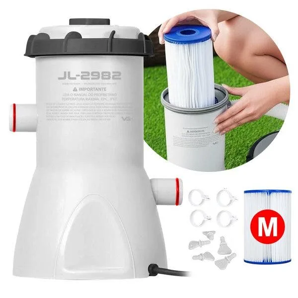 Bomba Filtrante 3.028 Litros/h Com Cartucho Para Piscina Inflável E Estrutural VG Plus