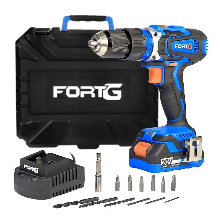 Furadeira Parafusadeira de Impacto 1/2 Pol. 20V com Bateria Carregador Rápido e Maleta com Acessórios FORTGPRO-FG3000XS1