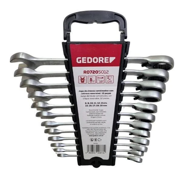 Jogo De Chave Combinada Com Catraca Reversível - 12 Peças - 8 A 19mm - R07205012 - Gedore Red
