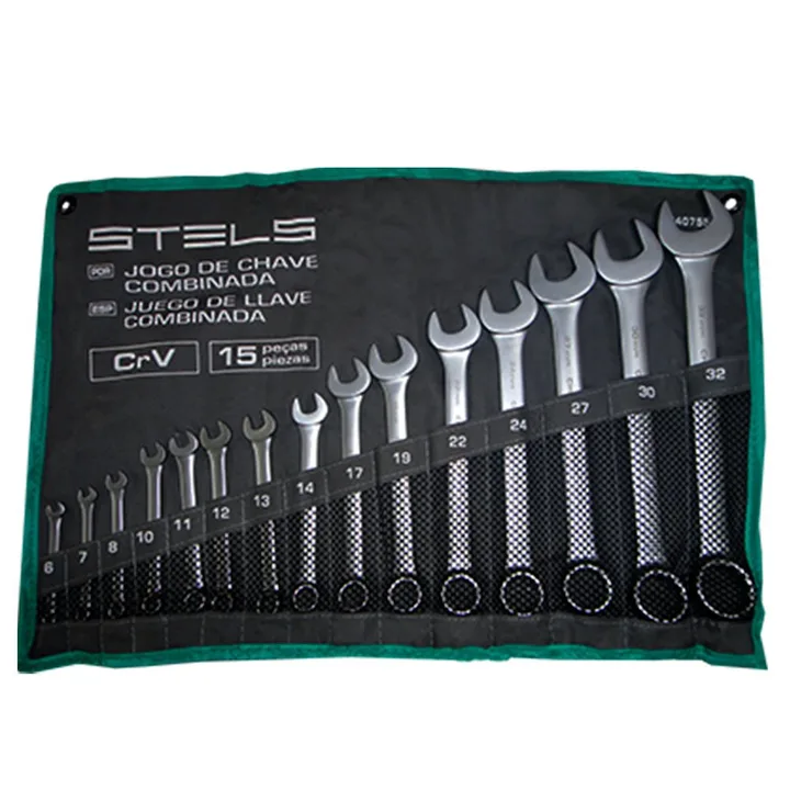 Jogo de Chaves Combinadas CRV 6 a 32mm com 15 Peças STELS-1540755