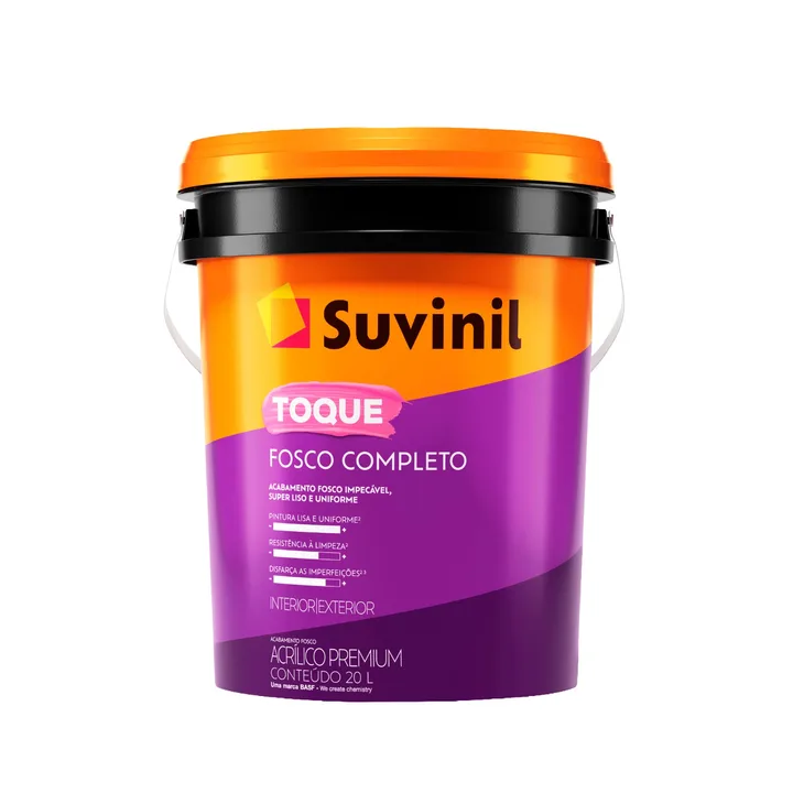 Tinta Acrílica Fosca para Parede Interna e Externa Suvinil Toque Premium Branco Neve 20L
