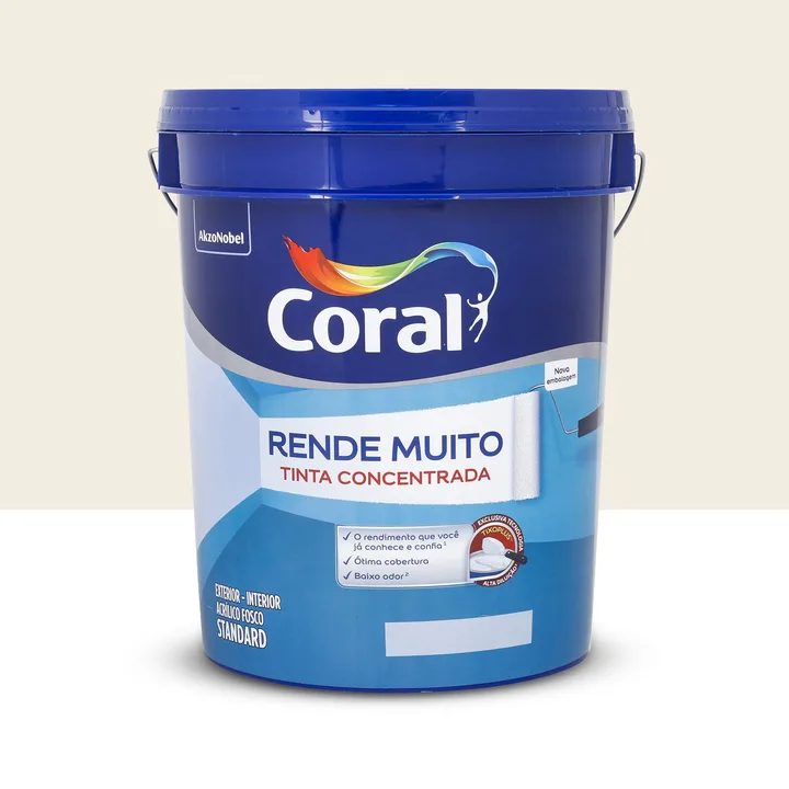 Tinta Acrílica Fosca para Parede Interna e Externa Coral Rende Muito Standard Branco 20L