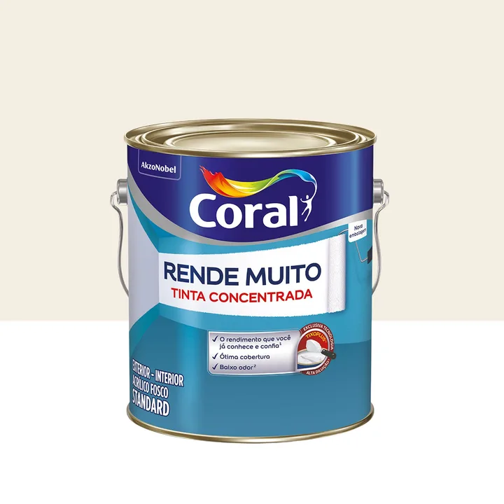 Tinta Acrílica Fosca para Parede Interna e Externa Coral Rende Muito Standard Branco 3,6L