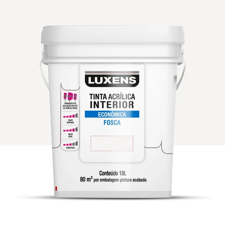 Tinta Acrílica Fosca para Parede Interna Luxens Econômica Branco 18L