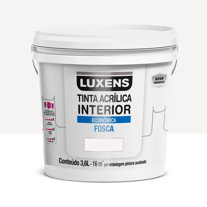 Tinta Acrílica Fosca para Parede Interna Luxens Econômica Branco 3,6L