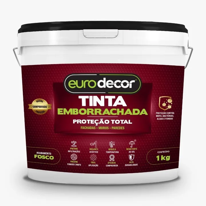 Tinta Emborrachada Branca 1 Kg - Impermeabilizante EURODECOR-01.01.06.0019