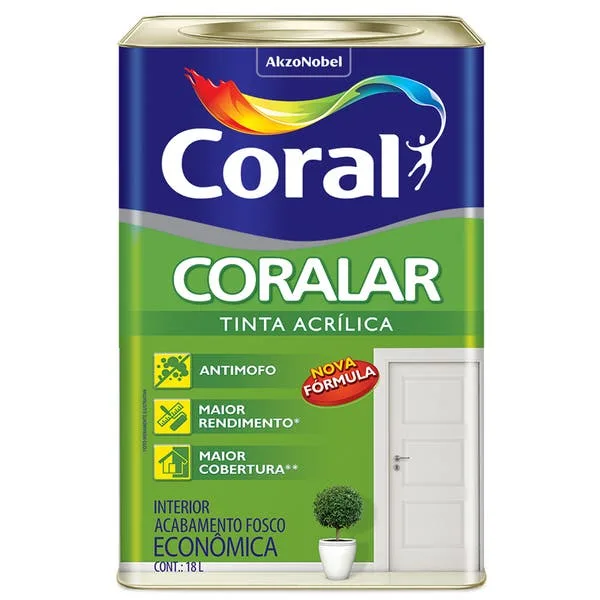 Tinta Acrílica Fosca Coralar Econômica Interior Branco18L Coral