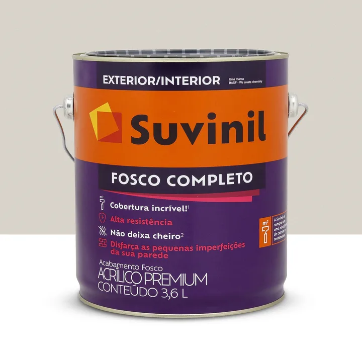 Tinta Acrílica Fosca para Parede Interna e Externa Lavável Suvinil Toque Premium Papel Picado 3,6L