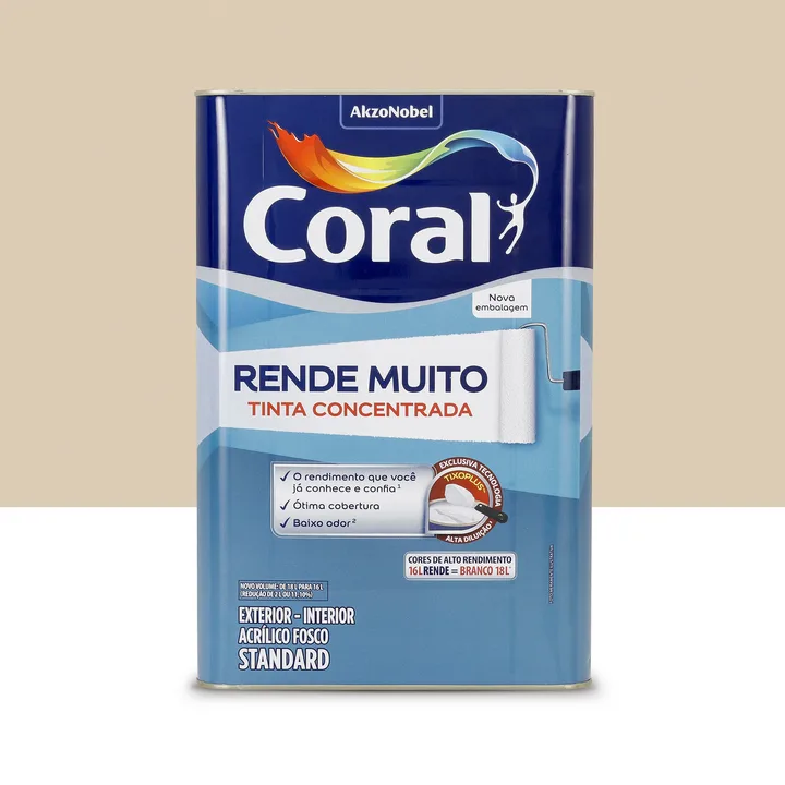 Tinta Acrílica Fosca para Parede e Gesso Interna e Externa Coral Rende Muito Standard Areia 16L