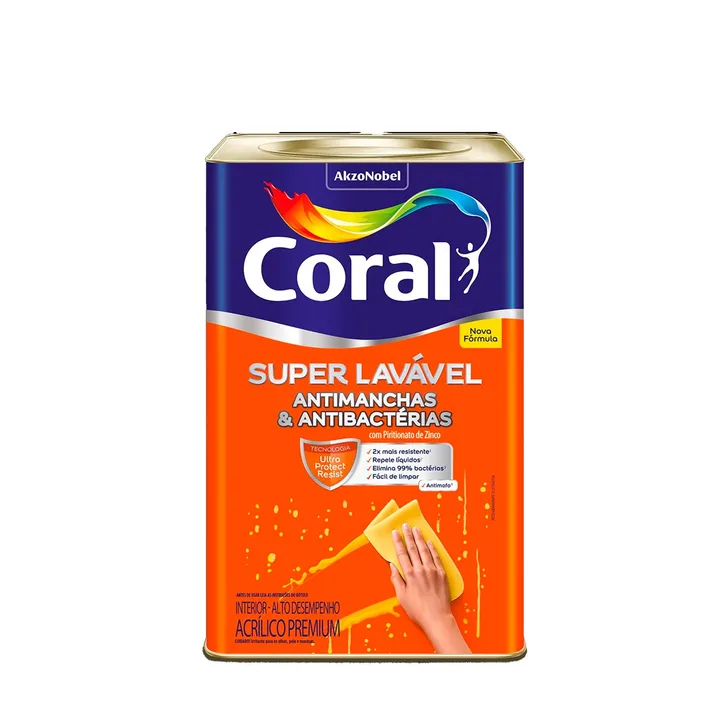 Tinta Acrílica Fosca para Parede Interna Coral Super Lavável Premium Gelo 18L