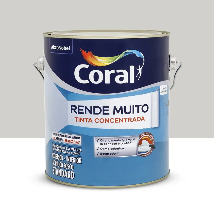 Tinta Acrílica Fosca para Parede e Gesso Interna e Externa Coral Rende Muito Standard Crômio 3,2L