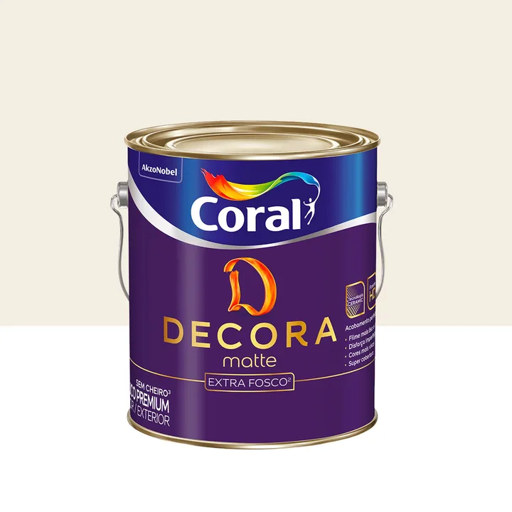 Tinta Acrílica Fosca para Parede Interna e Externa Coral Decora Matte Premium Branco 3,6L