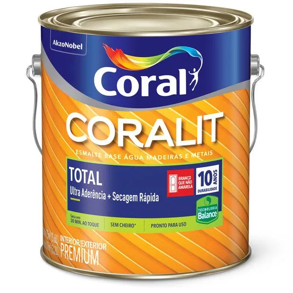 Tinta Esmalte Base Água Coralit Brilhante Branco 3,6L Coral