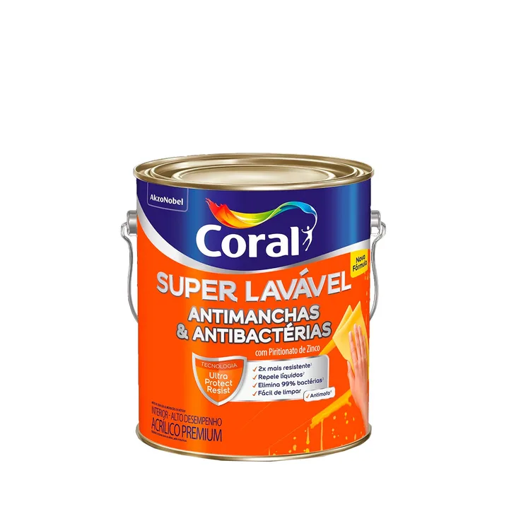 Tinta Acrílica Fosca para Parede Interna Coral Super Lavável Premium Gelo 3,6L