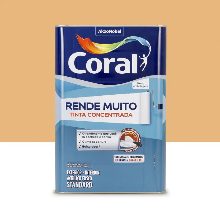 Tinta Acrílica Fosca Rende Muito Standard Interior e Exterior Cromo Suave 16 L Coral