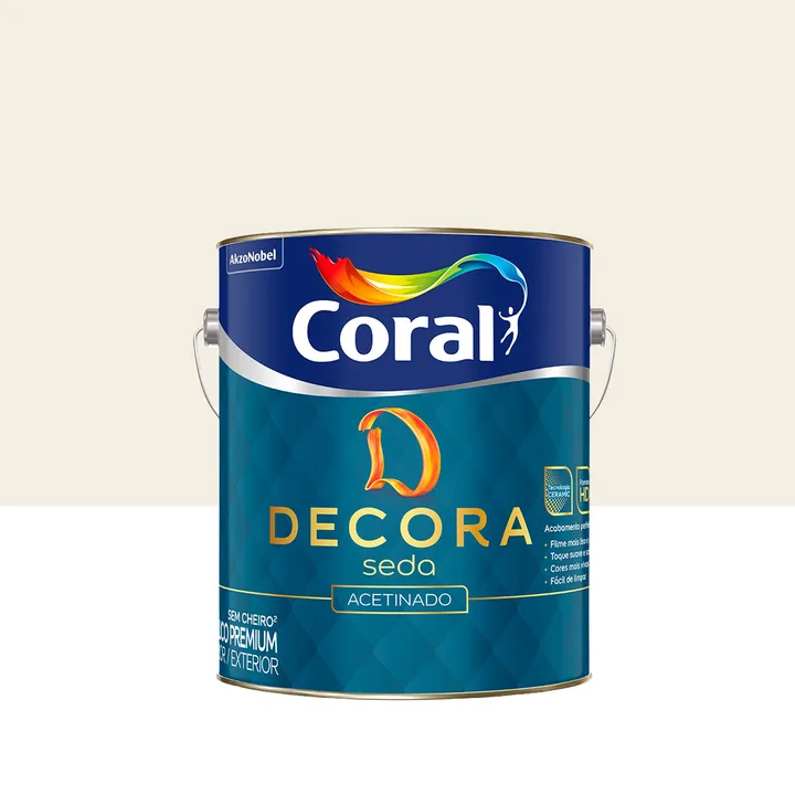 Tinta Acrílica Acetinada para Parede Interna e Externa Coral Decora Seda Premium Branco 3,6L