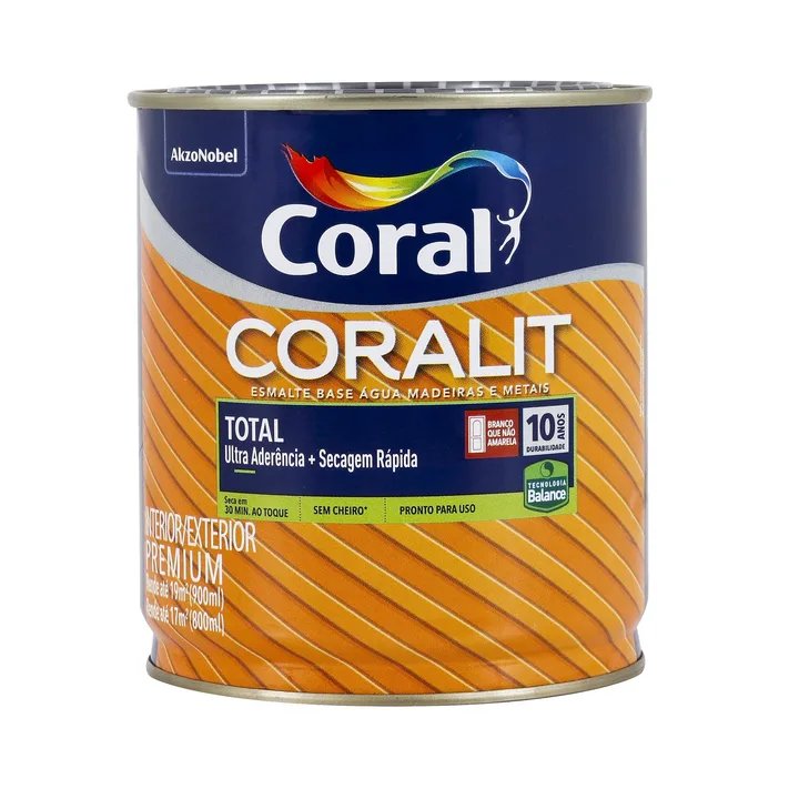 Tinta Esmalte Base Água Coralit Brilhante Branco 900ml Coral