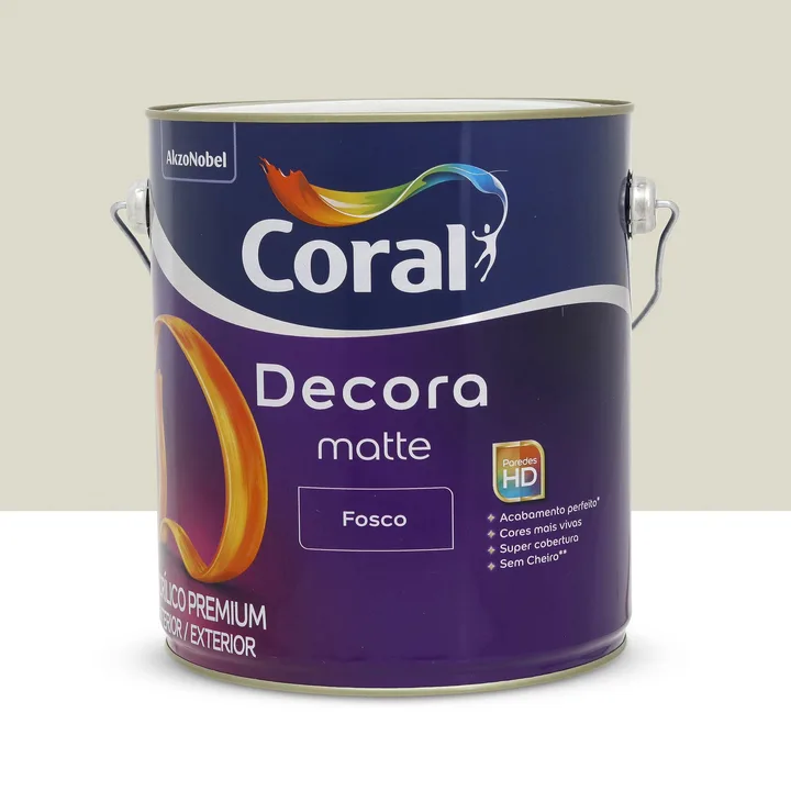 Tinta Acrílica Fosca para Parede Interna e Externa Coral Decora Matte Premium Gelo 3,6L