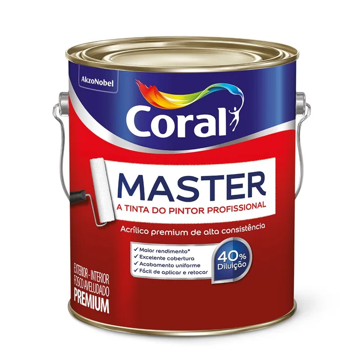 Tinta Acrílica Fosca para Alvenaria Interna e Externa Coral Master Premium Branco 3,6L