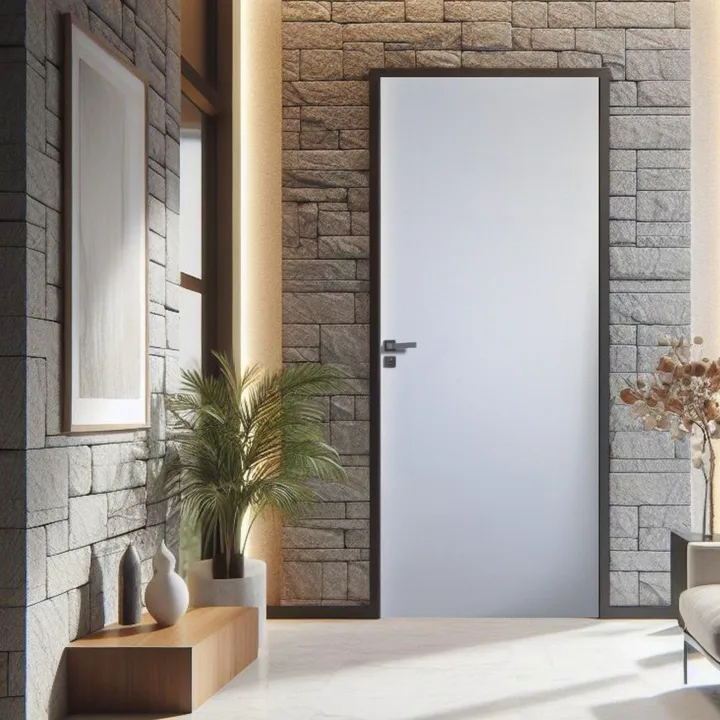 Kit Porta De Madeira Lisa Primer 210x82cm Batente 11cm Uniportas Branco