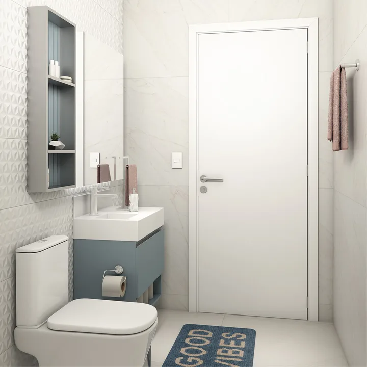 Folha de Porta Madeira de Giro ou Correr Branco 210x80cm Sarrafeada Vivace UV Lisa Artens