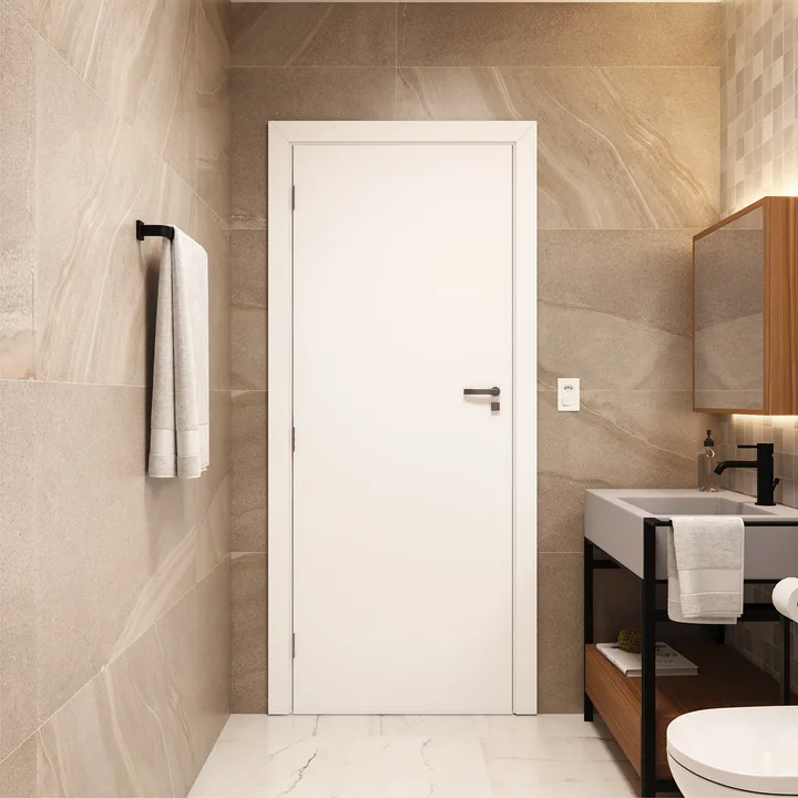 Kit Porta Madeira de Giro Direito|Esquerdo Branco 210x70cm Sarrafeada Batente 14 a 22cm Vivace UV Lisa Artens