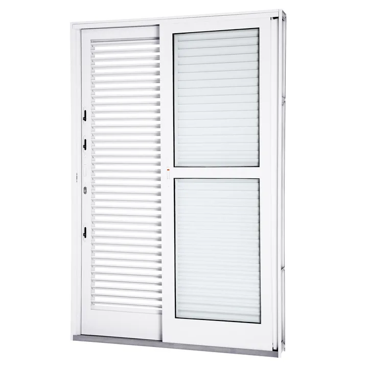 Porta Balcão de Correr 3 Folhas Aço Branco 2,14x1,50m Lado Esquerdo Linha Lucasa Facilità Lucasa
