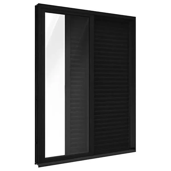 Porta Balcão De Correr Com Veneziana De Alumínio Preto 3 Folhas Móveis Cmc Classic - 2.10 (a) X 1.20 (l)