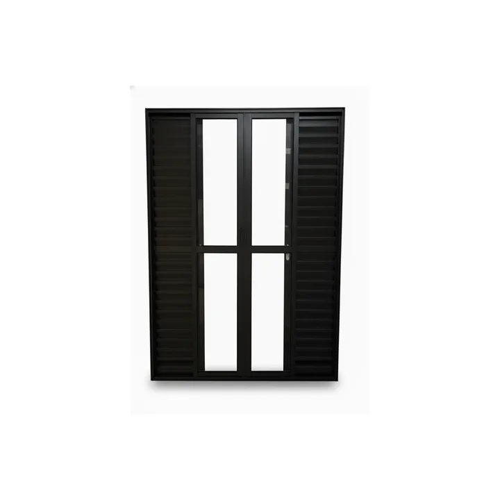 Porta Balcão 6 Folhas Aluminio Preto Com Fechadura 2,10x2,00 Linha 25