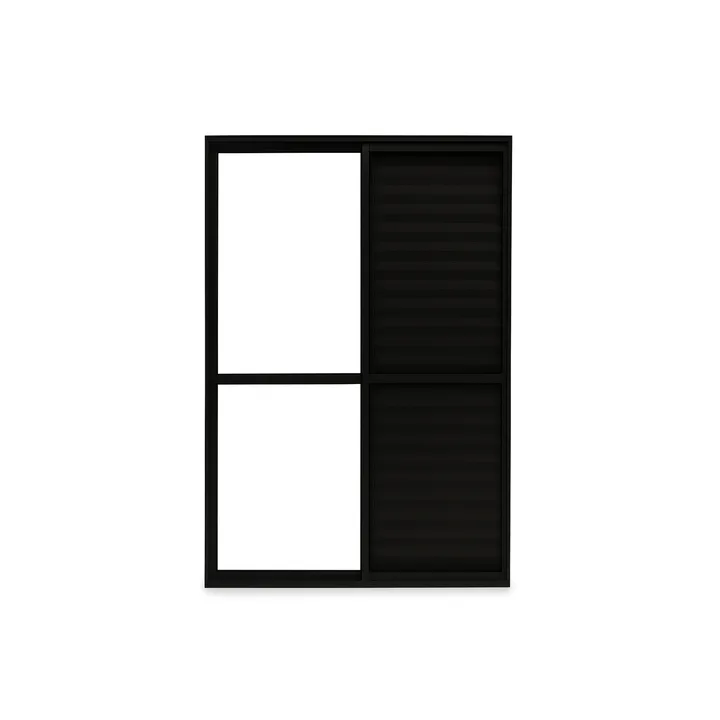 Porta Balcão 3 Folhas Aluminio Preto C/ Trinco 2,10x1,20