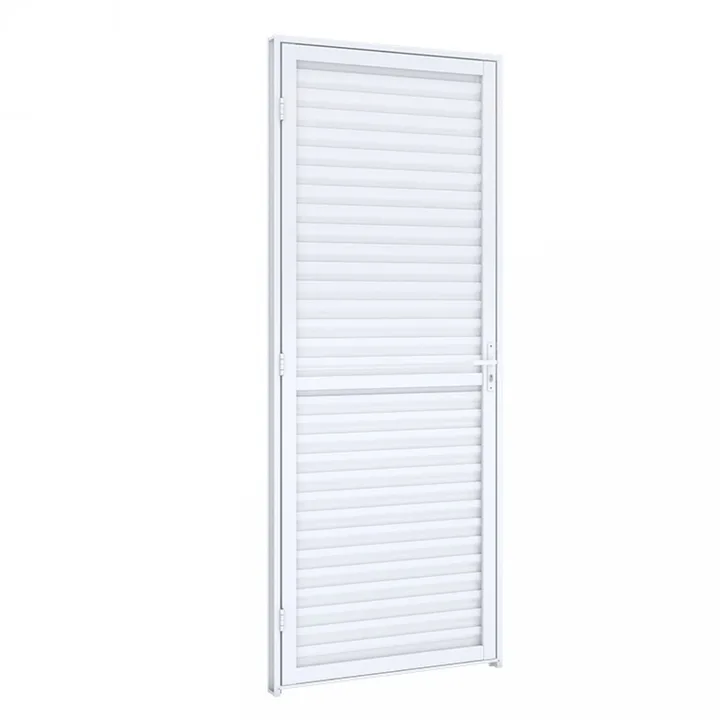 Porta de Giro Natural de Alumínio Laminada Riobras Alumínio 215cmx75cm Branco