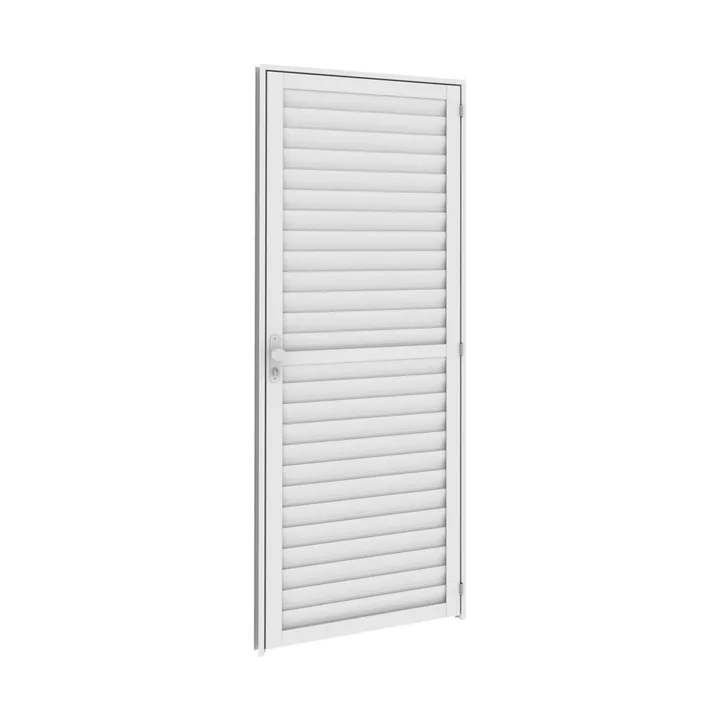 Porta Laminada de Giro Alumínio Branco com Fechadura Lado Esquerdo 2,10x0,85m Linha Classic Vitrolar