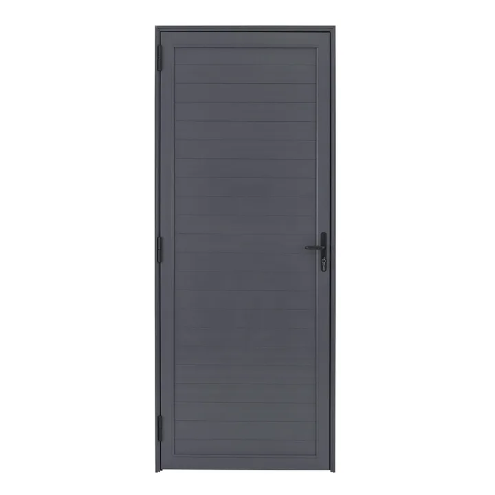 Porta Lambril de Giro 1 Folha Alumínio Pintado Cinza 2,14x0,86m Lado Direito Linha Vivace Isoxa