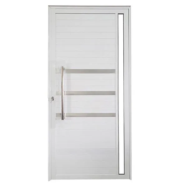 Porta Lambril De Alumínio Branco Com Puxador, Friso E Vidro Linha Veneza Lado:direita; Medidas: 210 X 90