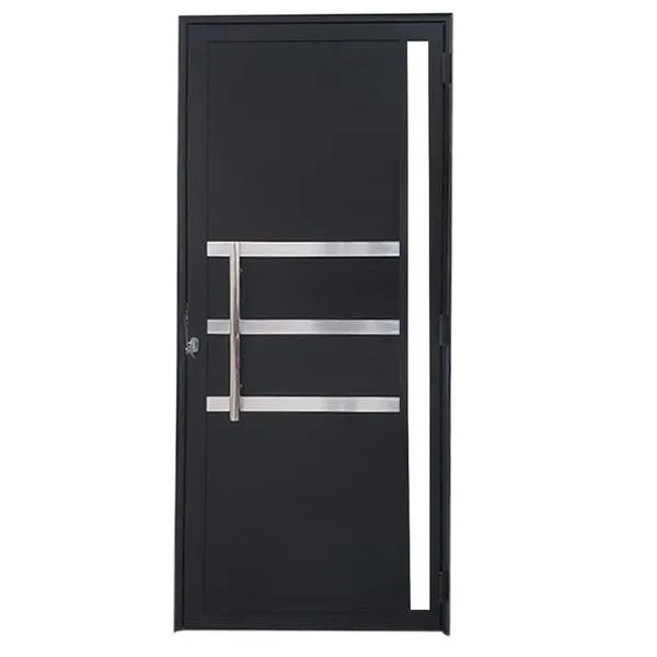 Porta Lambril De Alumínio Preto Com Puxador, Friso E Vidro Linha Veneza Lado:direita; Medidas: 210 X 80