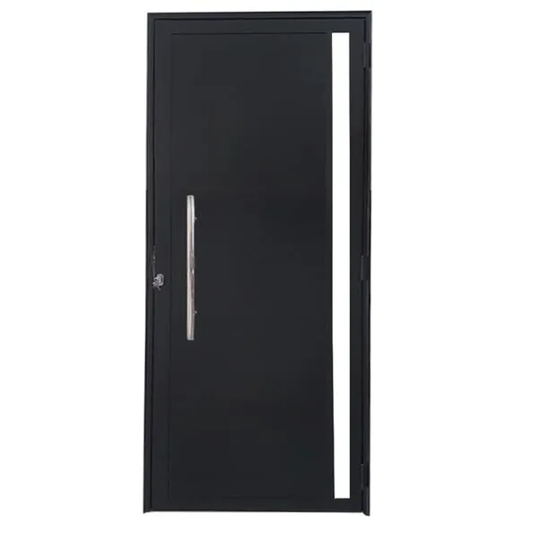 Porta Lambril De Alumínio Preto Com Puxador E Vidro Linha Veneza Lado:esquerda; Medidas: 210 X 80