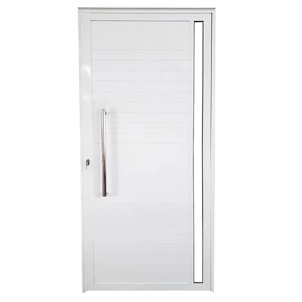 Porta De Alumínio Lambril 2,10 X 0,90 Linha 25 Premium Com Visor E Puxador - Direita