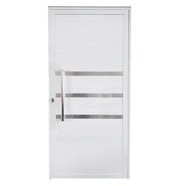 Porta Lambril De Alumínio Branco Com Puxador E Friso Linha Veneza Lado:direita; Medidas: 210 X 80