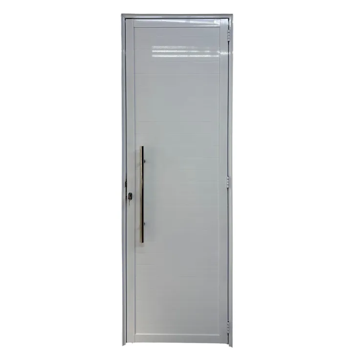 Porta Lambril Ripado De Aluminio Branco Com Puxador Linha 25 - 210x70 Direita